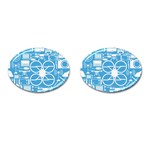 Drones Registration Equipment Game Circle Blue White Focus Cufflinks (Oval) Front(Pair)