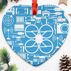 Drones Registration Equipment Game Circle Blue White Focus Heart Ornament (two Sides) by Mariart