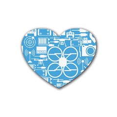 Drones Registration Equipment Game Circle Blue White Focus Rubber Coaster (heart) 