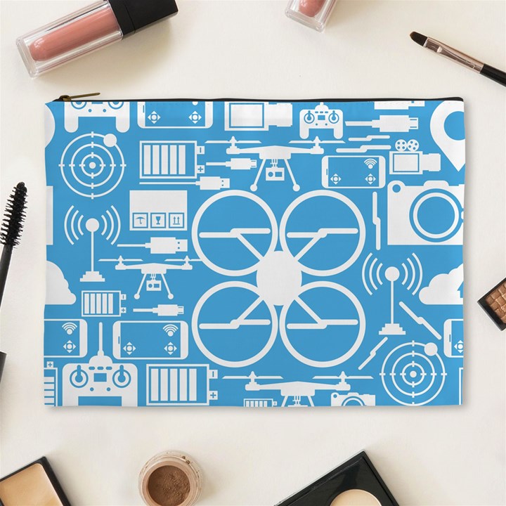 Drones Registration Equipment Game Circle Blue White Focus Cosmetic Bag (XL)