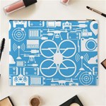 Drones Registration Equipment Game Circle Blue White Focus Cosmetic Bag (XL) Back