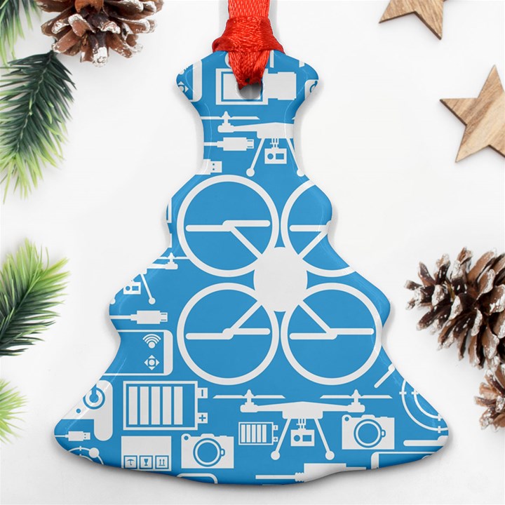 Drones Registration Equipment Game Circle Blue White Focus Christmas Tree Ornament (Two Sides)