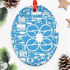 Drones Registration Equipment Game Circle Blue White Focus Ornament (oval Filigree) by Mariart