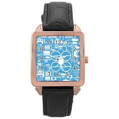 Drones Registration Equipment Game Circle Blue White Focus Rose Gold Leather Watch  by Mariart