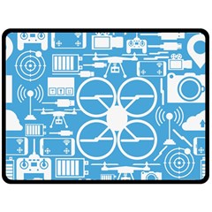 Drones Registration Equipment Game Circle Blue White Focus Double Sided Fleece Blanket (large) 