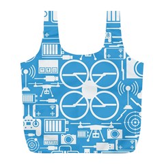 Drones Registration Equipment Game Circle Blue White Focus Full Print Recycle Bags (l)  by Mariart