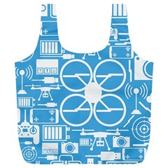 Drones Registration Equipment Game Circle Blue White Focus Full Print Recycle Bags (l)  by Mariart