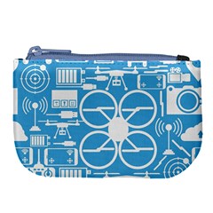 Drones Registration Equipment Game Circle Blue White Focus Large Coin Purse