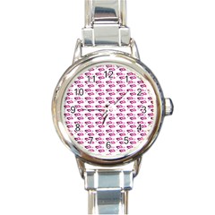 Heart Love Pink Purple Round Italian Charm Watch by Mariart