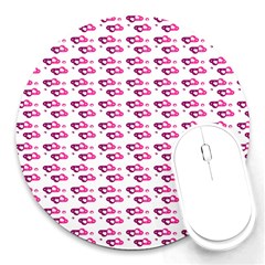 Heart Love Pink Purple Round Mousepads by Mariart