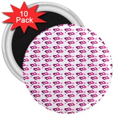 Heart Love Pink Purple 3  Magnets (10 Pack)  by Mariart