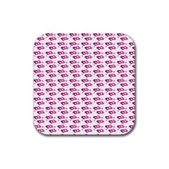 Heart Love Pink Purple Rubber Coaster (square)  by Mariart