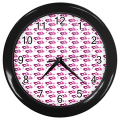 Heart Love Pink Purple Wall Clocks (black)