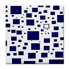 Illustrated Blue Squares Tile Coasters by Mariart