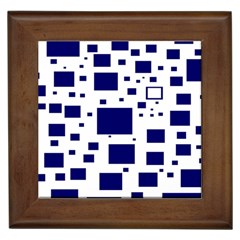 Illustrated Blue Squares Framed Tiles by Mariart