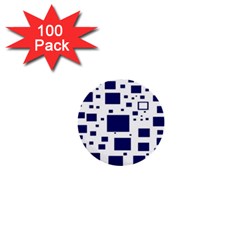 Illustrated Blue Squares 1  Mini Buttons (100 Pack)  by Mariart