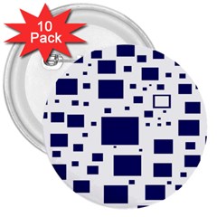 Illustrated Blue Squares 3  Buttons (10 Pack)  by Mariart