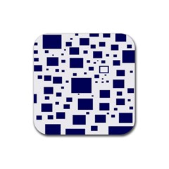 Illustrated Blue Squares Rubber Coaster (square) 