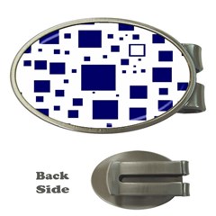 Illustrated Blue Squares Money Clips (oval) 