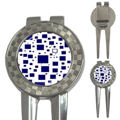 Illustrated Blue Squares 3-in-1 Golf Divots