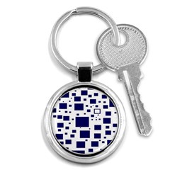 Illustrated Blue Squares Key Chains (round) 