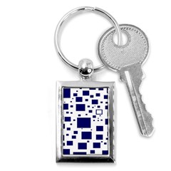 Illustrated Blue Squares Key Chains (rectangle) 