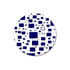 Illustrated Blue Squares Magnet 3  (round) by Mariart