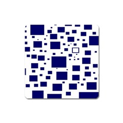 Illustrated Blue Squares Square Magnet by Mariart