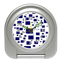 Illustrated Blue Squares Travel Alarm Clocks