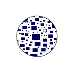 Illustrated Blue Squares Hat Clip Ball Marker by Mariart