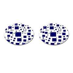 Illustrated Blue Squares Cufflinks (oval) by Mariart