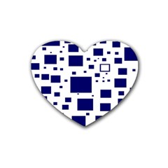 Illustrated Blue Squares Heart Coaster (4 Pack) 