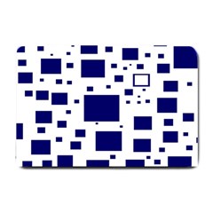 Illustrated Blue Squares Small Doormat  by Mariart