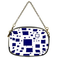 Illustrated Blue Squares Chain Purses (one Side)  by Mariart