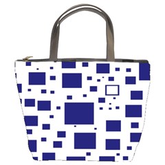 Illustrated Blue Squares Bucket Bags