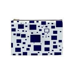 Illustrated Blue Squares Cosmetic Bag (medium)  by Mariart