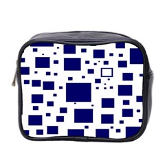 Illustrated Blue Squares Mini Toiletries Bag 2-side by Mariart