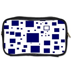 Illustrated Blue Squares Toiletries Bags by Mariart