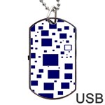 Illustrated Blue Squares Dog Tag USB Flash (One Side) Front