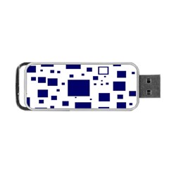 Illustrated Blue Squares Portable Usb Flash (two Sides)