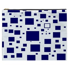 Illustrated Blue Squares Cosmetic Bag (xxxl)  by Mariart