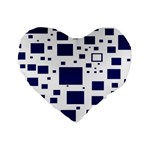 Illustrated Blue Squares Standard 16  Premium Heart Shape Cushions Front