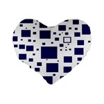 Illustrated Blue Squares Standard 16  Premium Heart Shape Cushions Back