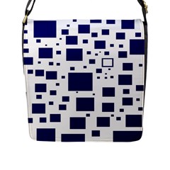 Illustrated Blue Squares Flap Messenger Bag (l)  by Mariart