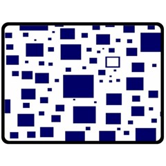 Illustrated Blue Squares Double Sided Fleece Blanket (large)  by Mariart