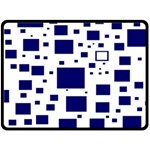 Illustrated Blue Squares Double Sided Fleece Blanket (Large)  80 x60  Blanket Front