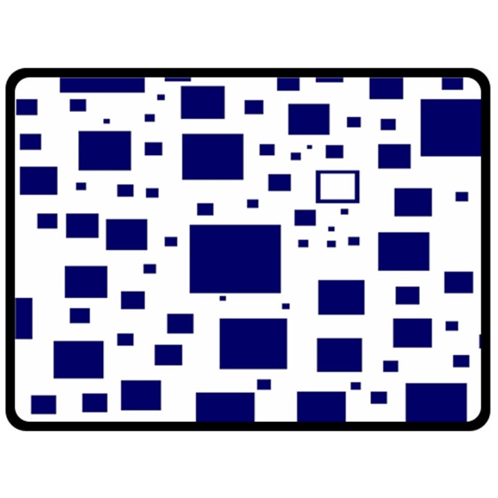 Illustrated Blue Squares Double Sided Fleece Blanket (Large) 