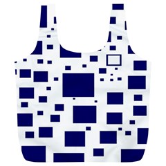 Illustrated Blue Squares Full Print Recycle Bags (l) 