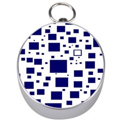 Illustrated Blue Squares Silver Compasses by Mariart