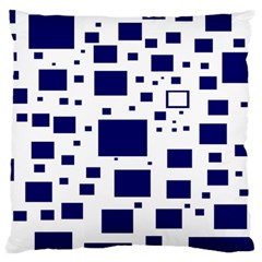 Illustrated Blue Squares Large Flano Cushion Case (one Side) by Mariart